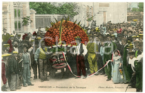 Cartolina originale da collezione 1910 ca FOLKLORE PROVENÃ‡AL  TARASCON Procession de la Tarasque   Carte postale 1