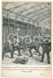 1905 ca LYON Gare de Vaise - Homme mordu par un lion - Carte postale FP VG  Cartolina postale, viaggiata. FAIR/discreto Smussature e piegature agli angoli Formato: FP originale e autentica 1