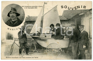 1922 PARIS MARIUS - Bateau marchant sur l'eau comme sur terre - Carte postale  Cartolina postale d'epoca, non viaggiata.CONDIZIONI: P (piccoli strappi e piegature al lato superiore; sbrecciatura al lato inferiore)FORMATO: FP    originale e autentica 1