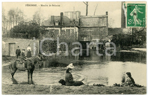 1913 PERONNE (FRANCE) Moulin de BELZAISE - Carte postale ANIMEE CPA  Cartolina postale d'epoca, viaggiata.CONDIZIONI: GFORMATO: FP    originale e autentica 1