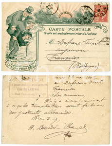 1902 FRANCE Union Sociétés Françaises Consommateurs - Carte postale  Cartolina postale d'epoca, viaggiata, con timbro del Comitato Centrale al verso. GOOD/buono  Formato: 14x9 cm originale e autentica 1