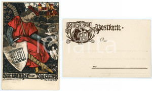 1899 Artist Rudolf SCHIESTL Herr Walther von der Vogelweide - Postcard  Cartolina postale d'epoca, non viaggiata. FAIR/discreto piegatura angolare Formato: 9x14 cm originale e autentica 1