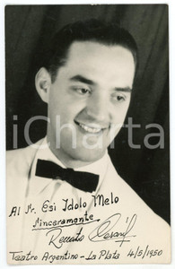 1950 LA PLATA (ARGENTINA) Baritono Renato CESARI - Foto con AUTOGRAFO 9x14 cm Fotografia d'epoca, con autografo. CONDIZIONI: G (piccola piegatura)FORMATO: 9x14 cm    originale e autentica 1