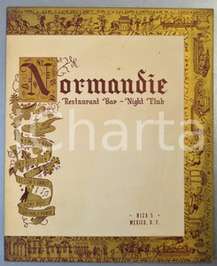 1960 ca ACAPULCO (MEXICO) Silvana PAMPANINI - Dinner - NORMANDIE restaurant (3)  Fotografia d'epoca, inserita in biglietto-passepartout pubblicitario in cartoncino del bar ristorante "Normandie" di Acapulco.CONDIZIONI: F (minime tracce d'uso; lieve alone alla fotografia dovuto a umidit&agrave;; lievi macchie in copertina)FORMATO: 24x30 cm    originale e autentica 1
