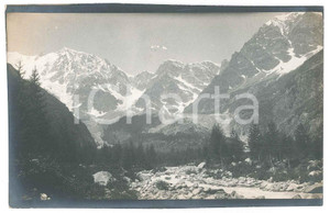 1905 ca VALSESIA - VALLE ANZASCA (?) Panorama montano - Foto 14x8 cm (4) Fotografia d'epoca.FOTOGRAFO: Dr. Vittorio Ronchetti - Milano FAIR/discreto Lievi smussature agli angoli Formato: 14x8 originale e autentica 1