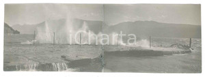 1915 ca RIVIERA LIGURE Mareggiata - Foto panoramica Raffaele PEDRETTI 16x5 cm  Fotografia d'epoca.FOTOGRAFO: Raffaele Pedretti FAIR/discreto Lievi smussature agli angoli Formato: 16x5 originale e autentica 1