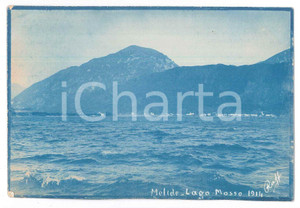 Fotografia d epoca originale 1914 MELIDE  CANTON TICINO Lago di Lugano mosso  Fotografia Raffaele PEDRETTI 1