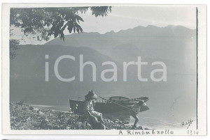 Fotografia d epoca originale 1914 BARBARANO DI SALO  Spiaggia Rimbalzello  Fotografia Raffaele PEDRETTI 1