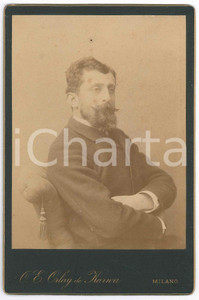 Fotografia d epoca originale 1880 ca MILANO Ritratto maschile seduto  Foto ORLAY DE KARWA 11x16 cm 1