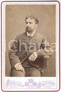 Fotografia d epoca originale 1880 MILANO Ritratto di uomo seduto  Foto Icilio CALZOLARI 11x16 cm 1