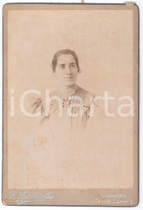 1880 ca CREMONA Ritratto di Elena BETTONI - Foto R. ZANICOTTI 11x16 cm Fotografia d'epoca, su cartoncino rigido.Dedica manoscritta al verso.FOTOGRAFO: R. Zanicotti - Cremona, corso Campi 5 GOOD/buono  Formato: 11x16 cm originale e autentica 1