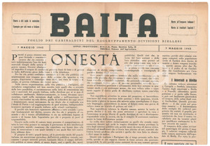 7 Maggio 1945 BAITA Giornale GARIBALDINI Morte Comandante PISANO a Cigliano (1) Giornale originale d'epoca, "Foglio dei garibaldini della 12^ Divisione d'Assalto".PAGINE: 4 GOOD/buono piegature d'epoca  originale e autentica 1