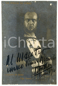 1930 Attore Ugo CESERI in "La figlia di Iorio" - Foto con AUTOGRAFO 8x13 Fotografia seriale d'epoca, con dedica autografa. CONDIZIONI: P (fori angolari con minime sbrecciature; residui cartacei al verso)FORMATO: 8x13 cm     originale e autentica 1