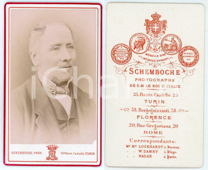 1900 ca TORINO Ritratto maschile con cravattino - Foto SCHEMOBOCHE CDV  Fotografia originale d'epoca.FOTOGRAFO: Schemoboche - TorinoCONDIZIONI: GOODFORMATO: CDV    originale e autentica 1