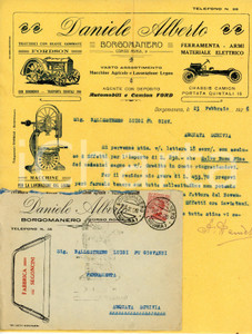 1926 BORGOMANERO Alberto DANIELE Materiale elettrico, ferramenta, armi *Lettera Lettera commerciale d'epoca, dattiloscritta, su carta intestata illustrata.Busta intestata, illustrata e viaggiata.Borgomanero - corso Roma, 9CONDIZIONI: F (piegature d'epoca)PAGINE: 1    originale e autentica 1