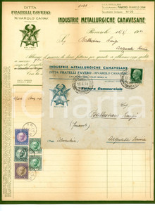 1934 RIVAROLO CANAVESE Ditta Fratelli FAVERO Industrie metallurgiche - Fattura Fattura commerciale d'epoca, su carta intestata, manoscritta, illustrata. Con busta.CONDIZIONI: FAIR (piegature d'epoca, lievi ingialliture, piccolo strappo al margine superiore)PAGINE: 1    originale e autentica 1