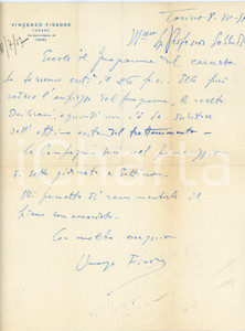 1957 TORINO Tenore Vincenzo FISSORE - Lettera per concerto - AUTOGRAFO Lettera interamente autografa, su carta intestata.CONDIZIONI: F (piegature; minimo strappo al lato superiore e inferiore)PAGINE: 1    originale e autentica 1