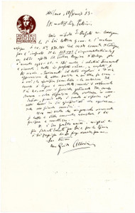 Manoscritto, lettera originale 1953 MILANO Lettera Guido ALBERICI  Società Artisti e Patriottica AUTOGRAFO 2 1