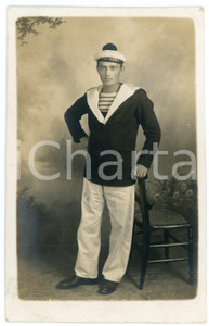 1920 ca FRANCE MARINE NATIONALE Matelot croiseur "Ernest Renan" - Photo 9x14 cm Fotografia originale d'epoca, in formato cartolina postale.CONDIZIONI: GFORMATO: 9x14 cm    originale e autentica 1