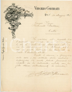 1892 MILANO - Virgilio GAVIRATI Forniture militari - Lettera su carta intestata Lettera commerciale d'epoca, manoscritta, su carta intestata.Milano - via Giuseppe Giusti 24CONDIZIONI: F (piegature d'epoca).PAGINE: 1    originale e autentica 1