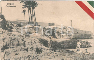 1914 TRIPOLI (LIBIA) Fortificazioni - Cartolina ANIMATA FP VG  Cartolina postale d'epoca, viaggiata.CONDIZIONI: FAIR (lievi smussature agli angoli)FORMATO: FP    originale e autentica 1