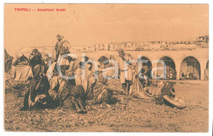 1910 ca TRIPOLI - LIBIA Accattoni arabi - Cartolina ANMIATA FP NV  Cartolina postale d'epoca, non viaggiata.CONDIZIONI: FAIR (lievi smussature agli angoli)FORMATO: FP    originale e autentica 1