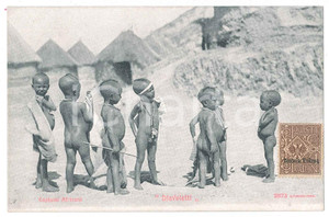 1910 ca  ERITREA Costumi africani - Diavoletti - Bambini indigeni - Cartolina  Cartolina postale d'epoca, non viaggiata.CONDIZIONI: FAIR (lievi smussature agli angoli)FORMATO: FP    originale e autentica 1