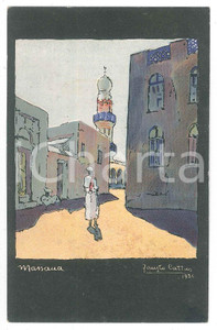 1936 Artista Fausto CATTUS - MASSAUA - AOI - Cartolina ILLUSTRATA FP VG  Cartolina postale d'epoca,  viaggiata.CONDIZIONI: FAIR (lievi smussature agli angoli)FORMATO: FP    originale e autentica 1