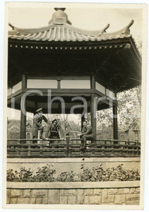 1935 ca. CINA PALAZZO D'ESTATE - Leoni di SAN MARCO -Gruppo davanti a pagoda (2) Fotografia d'epoca. GOOD/buono Minime smussature angolari Formato: 9x6 originale e autentica 1