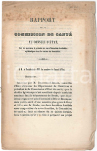 1854 SUISSE Canton NEUCHÃ‚TEL - Commission de SantÃ© - Mesures en cas de cholÃ©ra Pubblicazione d'epoca in forma di fascicolo, privo di copertina.Intonso.PAGINE: 16 VERY POOR/gravemente danneggiato piegature al lato superiore e fioriture evidenti Formato: 14x22 cm originale e autentica 1