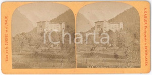 1880 ca SUISSE - INTERLAKEN Hotel JUNGFRAUBLICK *Stereoview A. GABLER n° 1050 Fotografia stereoscopica d'epoca, su cartoncino rigido.  FAIR/discreto difetti di stampa Formato: 18x9 cm originale e autentica 1