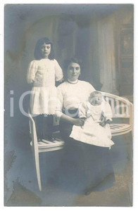 Fotografia d epoca originale 1913 DOMODOSSOLA Ritratto di donna con i figli Pia e Guglielmo  Foto 9x14 3 1