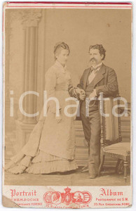 Fotografia d epoca originale 1875 ca ITALIA Ritratto di una coppia di sposi  Foto SCHEMBOCHE 10x16 cm 1