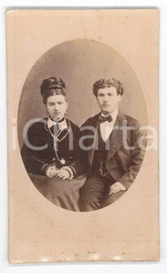 Fotografia d epoca originale 1870 ca. PIACENZA  Ritratto di giovane coppia di sposi  Foto Fratelli GREGORI 1