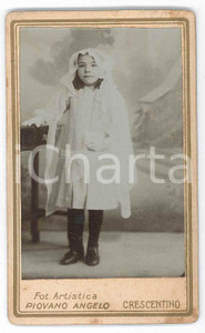 Fotografia d epoca originale 1870 ca. CRESCENTINO  Ritratto di bambina Prima Comunione Foto PIOVANO CDV 2 1