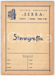 Oggetto da collezione cartaceo 1950 ca GENOVA Istituto Scolastico SERRA  Quaderno stenografia 62 pp. 1