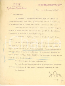 1936 ROMA Società Anonima Costruzioni Esercizi Ferrovie - Lettera sul personale  Lettera dattiloscritta, su carta intestata, cui &egrave; unita la bozza della lettera cui si risponde.Busta viaggiata.PAGINE: 1  FAIR/discreto piegature d'epoca  originale e autentica 1
