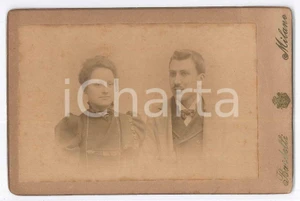 Fotografia d epoca originale 1890 ca MILANO Ritratto di una coppia di coniugi  Busto  Foto BARDELLI 1