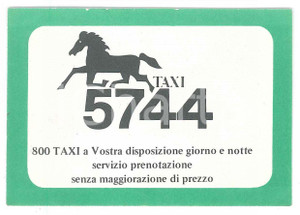1955 ca TORINO - TAXI 5744 Servizio prenotazione - Biglietto 10x7 cm Biglietto d'epoca FAIR/discreto Lievi gualciture Formato: 10 x 7 cm originale e autentica 1