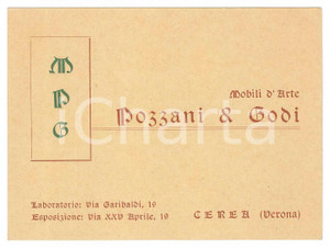 1950 ca CEREA Via XXV Aprile - MPG Mobili d'arte POZZANI & GODI Biglietto 11x8 Biglietto d'epoca FAIR/discreto  Formato: 11 x 8 cm originale e autentica 1