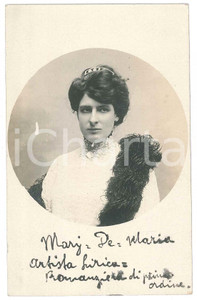 1915 ca ITALIA - OPERA - Mary DE MARIA artista lirica romanziera *Cartolina RPPC Fotografia seriale d'epoca, in formato cartolina postale, con messaggio al verso dell'impresario Amedeo Rossini.Non viaggiata. GOOD/buono  Formato: 9x14 cm originale e autentica 1