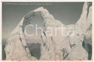 1920 ca GHIACCIAIO DELLA MARMOLADA - Seracchi *Foto DANNEGGIATA 29x19 cm  Fotografia originale d'epoca. VERY POOR/gravemente danneggiato macchie diffuse, piccoli fori di affissione e piccolo strappo al lato sinistro Formato: 29x19 cm originale e autentica 1