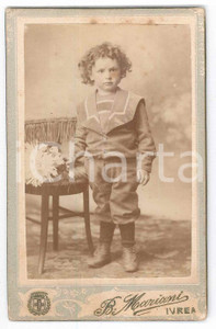 1880 ca IVREA Ritratto di bambino vestito alla marinara *Foto MARIANI CDV  Fotografia d'epoca, montata su cartoncino rigido. GOOD/buono  Formato: 6x10 cm originale e autentica 1