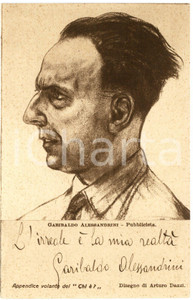 1928 Garibaldo ALESSANDRINI Pubblicista CARTOLINE PARLANTI Ed. FORMIGGINI (2) Cartolina postale d'epoca, non viaggiata. GOOD/buono Fioriture diffuse Formato: 9x14 cm originale e autentica 1