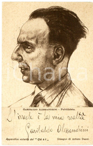 Cartolina originale da collezione 1928 Garibaldo ALESSANDRINI  Pubblicista  CARTOLINE PARLANTI Ed. FORMIGGINI 1