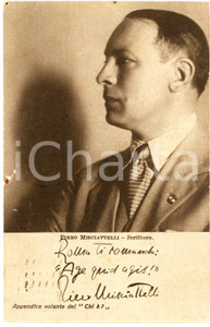 1928 Piero MISCIATTELLI - Scrittore - CARTOLINE PARLANTI Ed. FORMIGGINI FP V Cartolina postale d'epoca, viaggiata. FAIR/discreto Lievi smussature angolari, abrasioni al lato sinistro e piccoli segni Formato: 9x14 cm originale e autentica 1