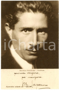 1928 Michele SAPONARO - Scrittore - CARTOLINE PARLANTI Ed. FORMIGGINI FP NV Cartolina postale d'epoca, non viaggiata. GOOD/buono Lievi smussature angolari Formato: 9x14 cm originale e autentica 1