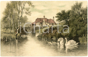 1900 ca Artist Frederick William HAYES Landscape with mill and swans - Postcard Cartolina d'epoca, non viaggiata. FAIR/discreto Lievi smussature agli angoli Formato: FP originale e autentica 1