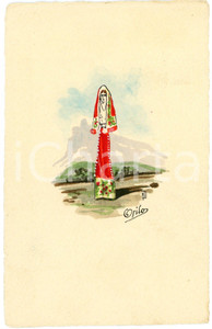 1920 ca OSILO Costume tipico sardo - Cartolina ILLUSTRATA FP NV  Cartolina postale d'epoca, non viaggiata. FAIR/discreto Lievi smussature agli angoli Formato: FP originale e autentica 1