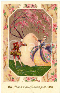 1927 BUONA PASQUA Ciliegio in fiore e uovo di Pasqua - Cartolina ILLUSTRATA FP Cartolina d'epoca, viaggiata. FAIR/discreto Lievi smussature agli angoli Formato: FG originale e autentica 1